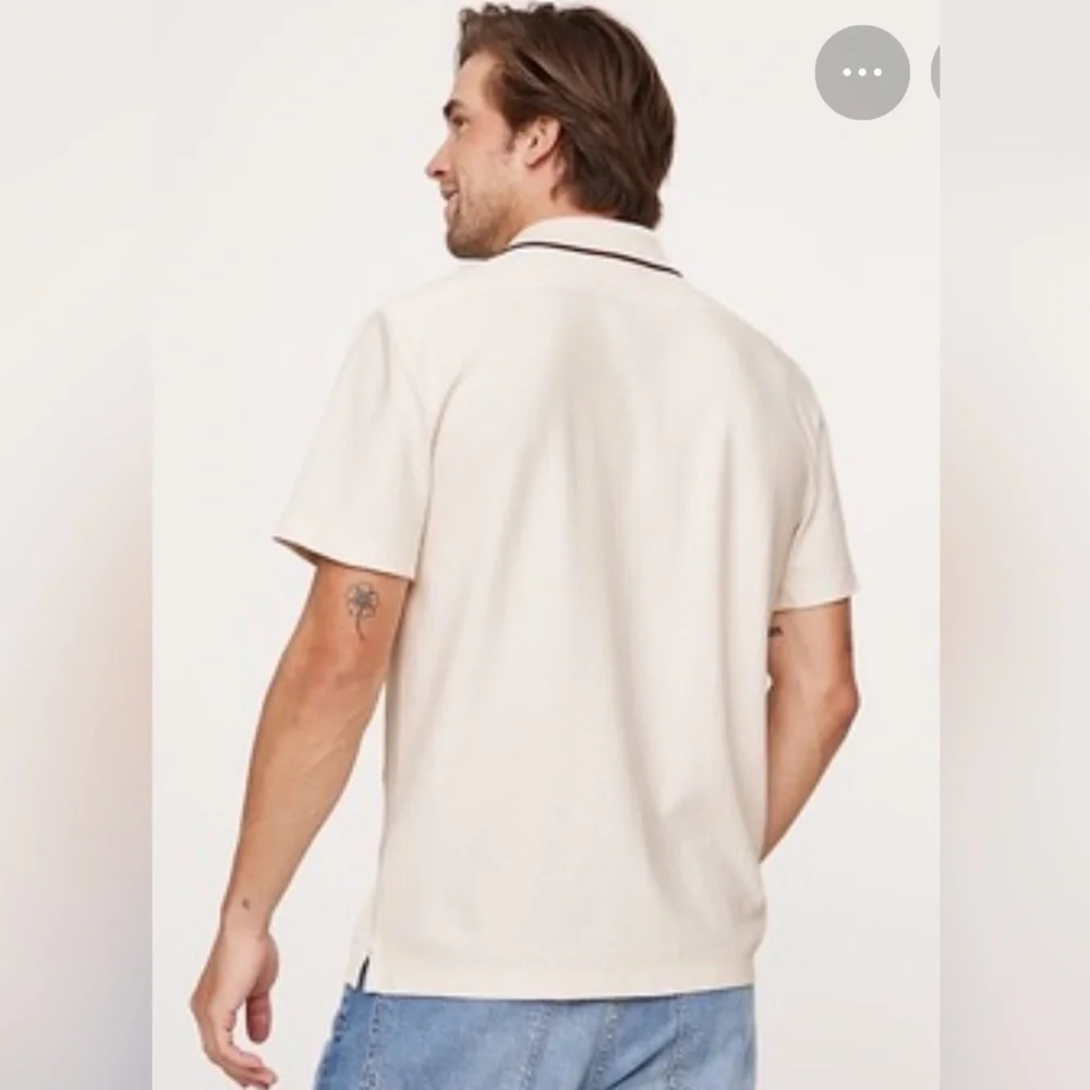 NWT Banana Republic Herringbone Resort Cream White Resort Shirt Sz XL (#771267)